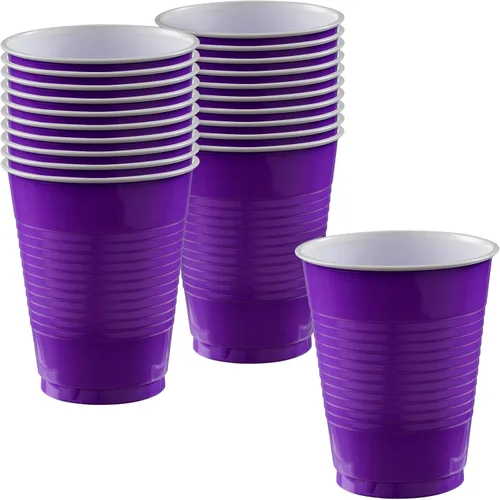 Vasos de plástico morados (paquete de 20) – 18 onzas – Vasos versátiles para interiores y exteriores, fiestas, bodas, cumpleaños, celebraciones y
