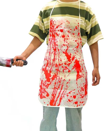 Miniatura 2 de NT-ling Delantal sangriento de Halloween, delantal de terror, estampado de asesinato salpicado de sangre aterradora, accesorios temáticos