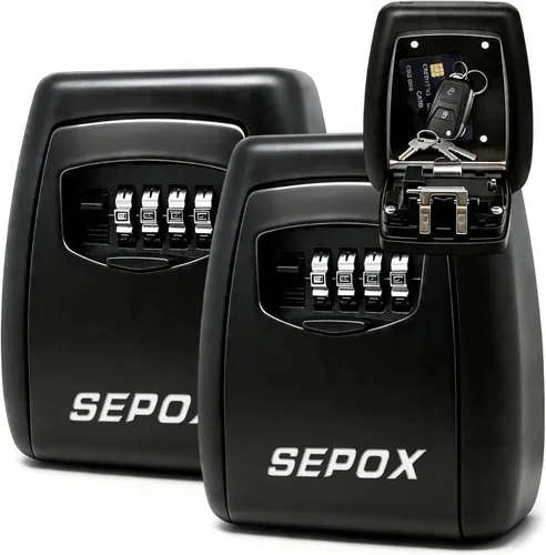 Miniatura 10 de SEPOX® Caja de cerradura de llave de acero inoxidable – Combinación de 4 dígitos reiniciable, resistente y gran espacio, resistente a la intemperie