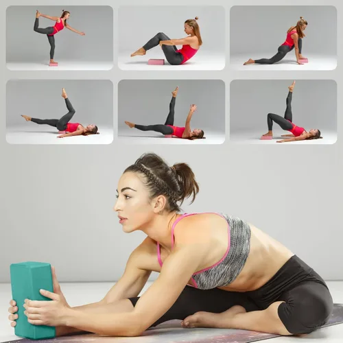 Miniatura 7 de Bloques de yoga 2 piezas, bloques de espuma de ladrillo de yoga de 9 x 6 x 3 pulgadas, bloque de espuma EVA, accesorios de yoga para yoga, pilates