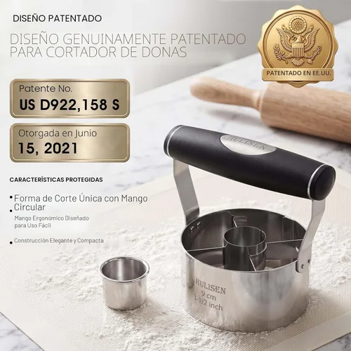 Miniatura 7 de HULISEN Cortador de rosquillas, cortador de donas de acero inoxidable de 3.5 pulgadas con mango de agarre suave y cortador de galletas pequeño