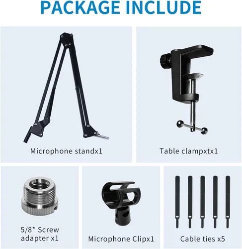 Miniatura 8 de FEELWORLD AMS1 Brazo de micrófono ajustable, soporte de micrófono con tornillo de 3/8" a 5/8", compatible con PM1 y otros micrófonos para podcast