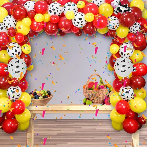 Miniatura 4 de Kit de arco de guirnalda de globos para decoración de fiesta de vaca, suministros de fiesta de cumpleaños de animales de granja de vacas para niños