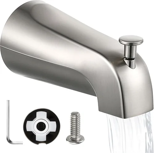 Enhon Boquilla de bañera con desviador, repuesto de boquilla de grifo de bañera deslizante, conexión de tubo de cobre de 1/2, fácil de instalar,