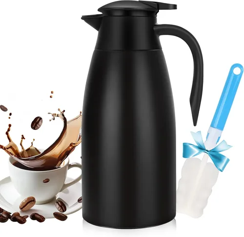 Miniatura 8 de Jarras térmicas de café de 68 onzas para mantener el calor, jarra térmica de acero inoxidable de 2 litros, jarra aislada al vacío de doble pared