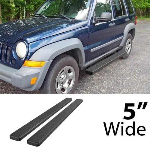 Miniatura 2 de HD Ridez Estribo de acero inoxidable de 5 pulgadas, color negro, compatible con Jeep Liberty 2002-2007 de 4 puertas