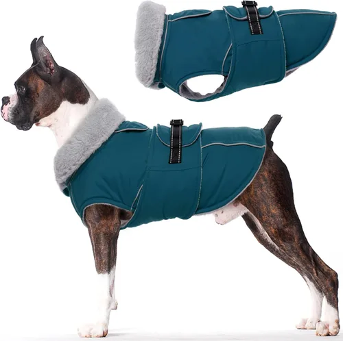 Miniatura 22 de Lelepet Abrigo cálido para perros – Chaleco reflectante impermeable de vellón con hebilla ajustable de gancho y bucle, chaqueta de invierno Rojo