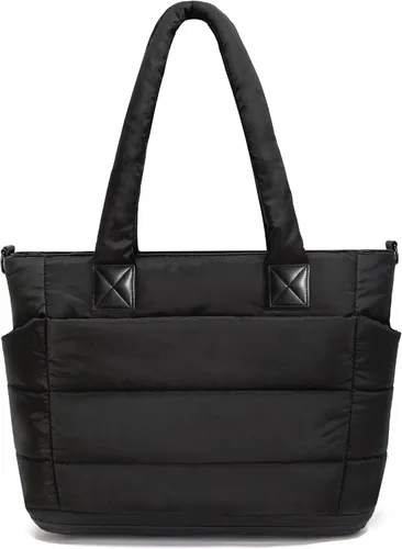 Miniatura 23 de Bolso de mano acolchado para mujer, bolso grande de enfermera, bolso de hombro con cremallera para trabajo y viajes
