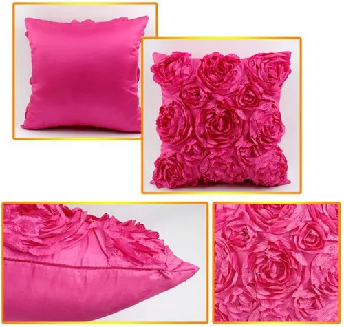Miniatura 2 de Juego de 2 fundas para cojín pequeño decorativas SeptCity, para cojín de sofá, romántico, de amor, satén rosa, para boda, fiesta, decoración