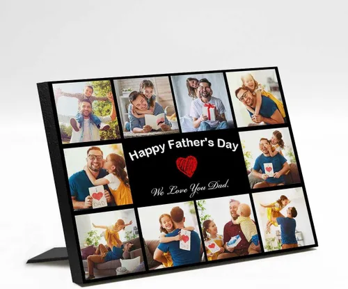 Miniatura 27 de InterestPrint Panel de fotos personalizado para papá y nombre para exhibición de mesa, mejor papá estrella, 6 fotos, marco de fotos personalizado