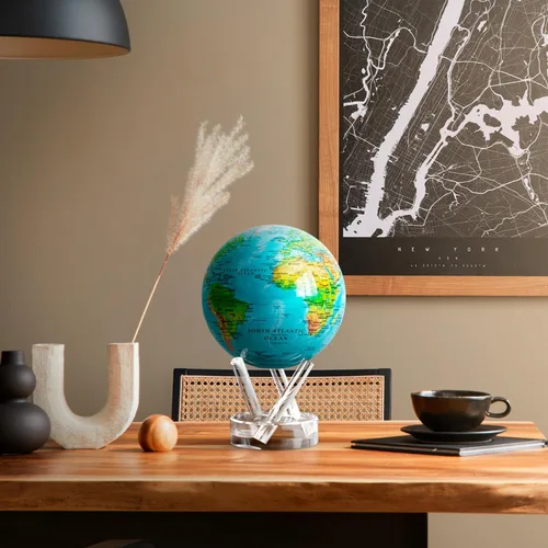 Miniatura 7 de Globo terráqueo Mova, azul con relieve de 4,5 pulgadas
