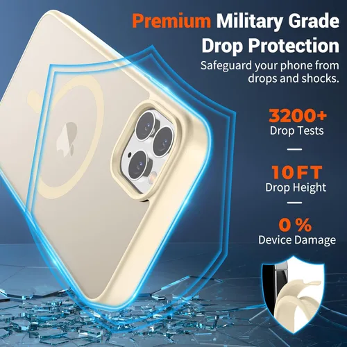Miniatura 3 de SUPFINE Funda magnética para iPhone 11 Pro Max (compatible con MagSafe) (protección contra caídas de grado militar), delgada, translúcida mate, a