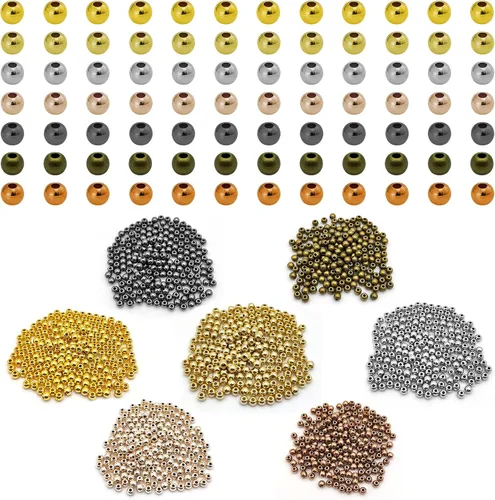 Miniatura 11 de 1000 cuentas espaciadoras redondas planas para manualidades, cuentas de disco de 5 colores para hacer joyas, pulseras, collares, aretes