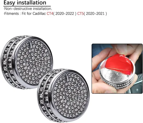 Miniatura 4 de 2 piezas de adornos brillantes para perillas de control central y multimedia, compatibles con Cadillac CT5 CT4, adhesivo para accesorio