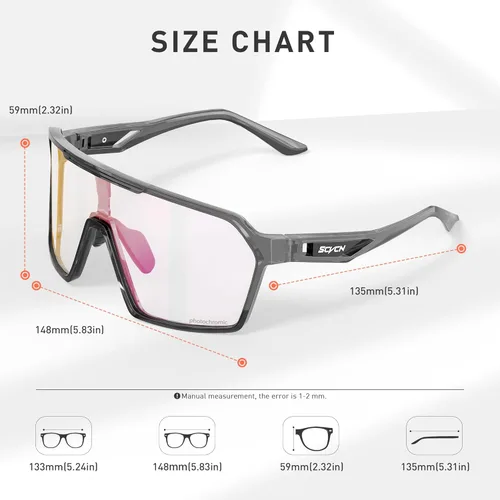 Miniatura 5 de SCVCN Photochromic Cycling Glasses Men Women Clear Mountain Bike Sunglasses Sports Baseball Riding MTB S327 Fotocrómico Púrpura-06