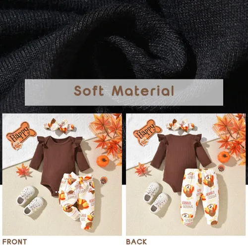 Miniatura 110 de Aalizzwell Conjunto de mameluco acanalado para bebé recién nacido prematuro para otoño e invierno