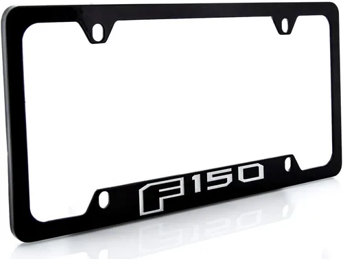 Miniatura 11 de Ford F 150 - Marco de matrícula grabado con tapa de metal de zinc con revestimiento negro, 4 agujeros