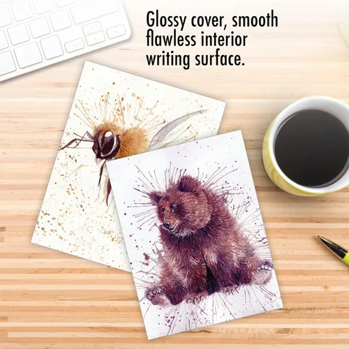Miniatura 5 de The Best Card Company - Juego surtido de tarjetas de felicitación en blanco con acuarela de animales para todas las ocasiones - Incluye 10 diseños
