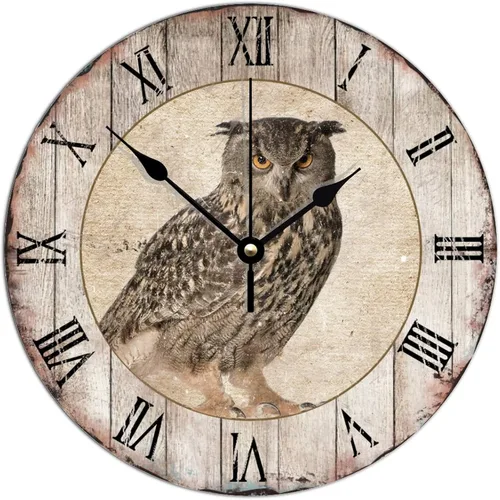 Generic Reloj de pared vintage, 10 pulgadas, sin tictac, fácil de leer, de madera, números romanos, perfecto para decoración del hogar