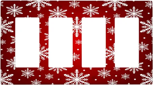 Miniatura 21 de Cubierta de interruptor de luz dúplex de 1 banda, cubierta decorativa de Navidad con copos de nieve rojos, placa frontal decorativa para cocina