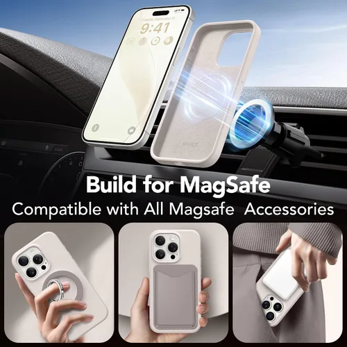 Miniatura 4 de GONEZ Funda de silicona para iPhone 15 Pro Max, compatible con Magsafe, protector de cámara + protector de pantalla, forro de microfibra suave