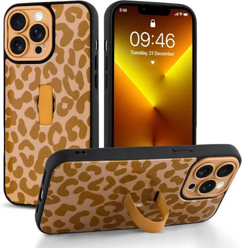 Miniatura 47 de Funda compatible con iPhone 17 Pro Max con correa de mano para los dedos, funda de teléfono con estampado de leopardo y guepardo para mujeres
