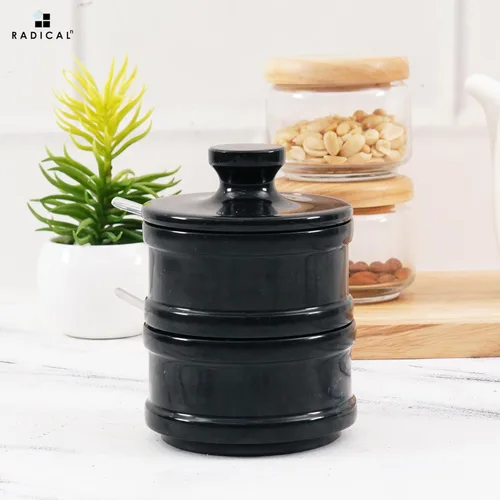 Miniatura 2 de Radicaln Bodega doble de sal de 5 pulgadas hecha a mano con tapa, cuencos de sal y pimienta de 2 pulgadas, ideal para joyas, mantequilla, azúcar