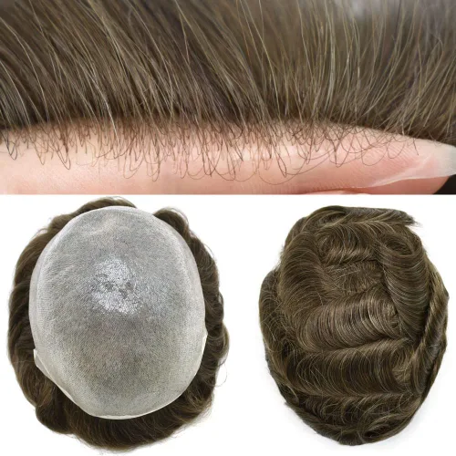 Miniatura 23 de Toupee for Men Human Hair Pieces Ultra Thin Skin Mens Toupee Hair Replacement System Mens Hair Units for Men