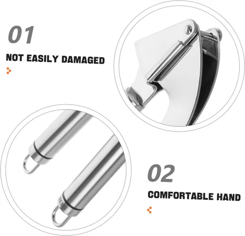 Miniatura 9 de ABOOFAN 1 juego de prensa de ajo manual de acero inoxidable sin esfuerzo herramienta para la cocina fácil de limpiar diseño elegante incluye pelador