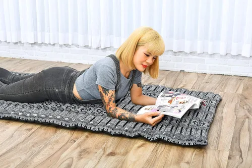 Miniatura 6 de Leewadee - Colchón de piso plegable - Futón japonés enrollable - Tatami de triple pliegue - Cama de piso para invitados - Colchón de camping