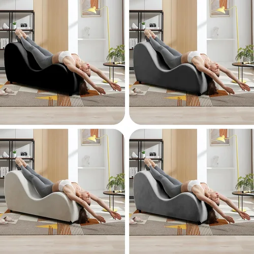 Miniatura 6 de MUZZ Silla de yoga para adultos, tumbona de yoga de terciopelo para interiores, para ejercicio de adultos, estiramiento, relajación, sillas