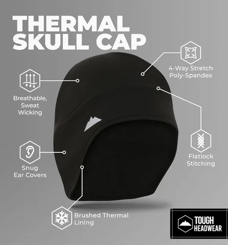 Miniatura 3 de Tough Headwear Gorras térmicas para casco para hombre, para invierno, gorra de casco y gorras de ciclismo para correr, esquiar, deportes de invierno