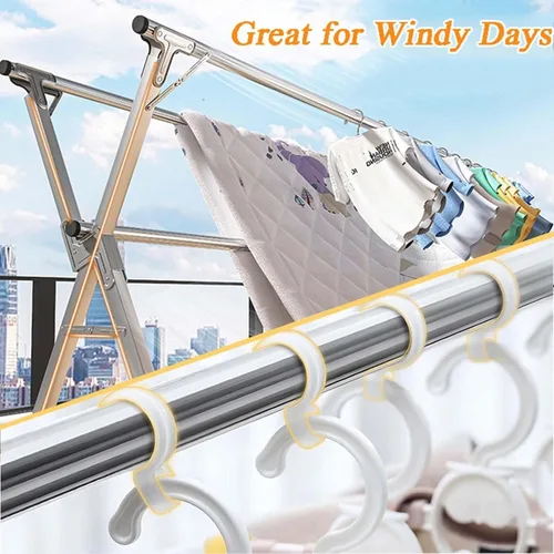 Miniatura 6 de Foldable Stainless Steel Clothes Drying Rack with Wheels, Adjustable Heavy Duty Laundry Rack for Indoor Outdoor Use(240cm/94in)