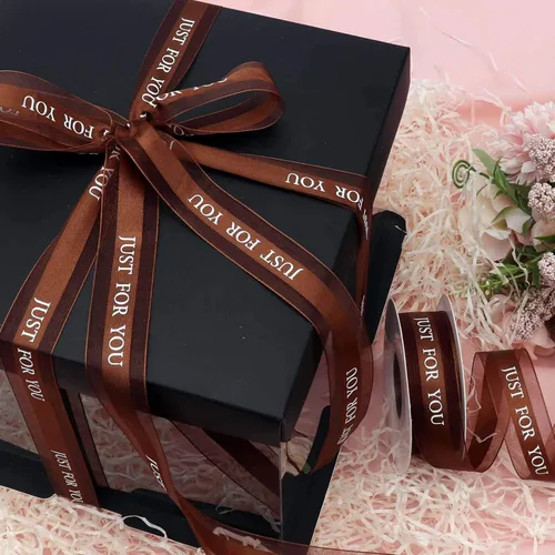 Miniatura 7 de Cinta de gasa marrón de 1 pulgada, cinta Just for You para fiestas de vacaciones, decoraciones de boda, envoltura de regalo de 22 yardas para Marrón