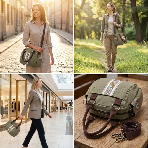 Miniatura 6 de Bolso de mano de lona para mujer, bolso cruzado vintage resistente