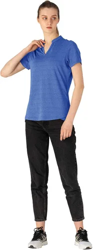 Miniatura 5 de YSENTO Camisas polo de golf Dry Fit para mujer, manga corta, cuello en V, sin cuello, ropa