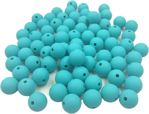 Miniatura 45 de Cuentas de perlas de silicona focales para bolígrafo, 100 cuentas redondas de silicona sueltas de 0.59 pulgadas a granel para llavero, mamá mujer