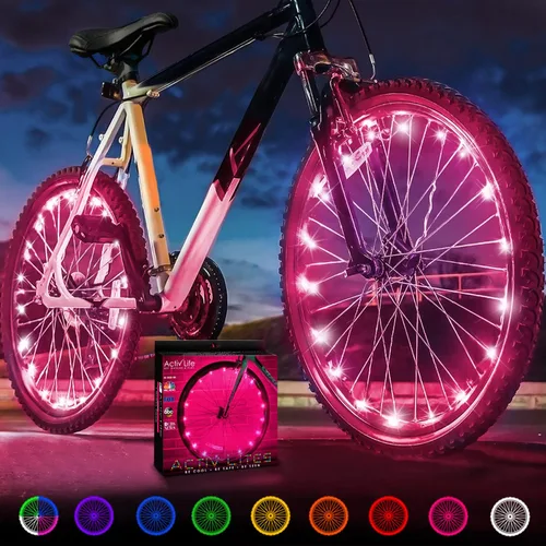 Miniatura 15 de Activ Life Paquete de 2 luces LED para ruedas de bicicleta con baterías incluidas, obtén un 100% más brillante y visible desde todos los ángulos