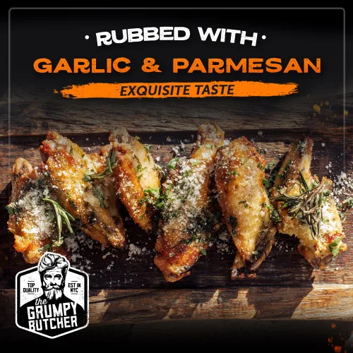 Miniatura 3 de Grumpy Butcher Heritage - Alitas de pollo cocinadas y aptas para microondas, paquete de 2 (20 onzas cada una), con ajo y parmesano de primera