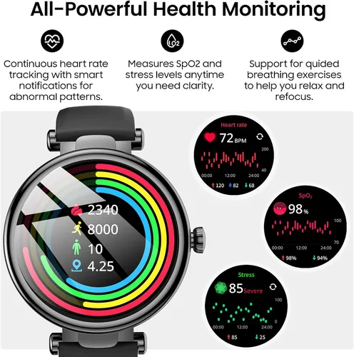 Miniatura 5 de TOZO S8 AMOLED Smart Watch for Women Men, Fitness Tracker with Bluetooth Calling & Notifications, 3ATM Waterproof, Sleep & Stress Tracking, 100+