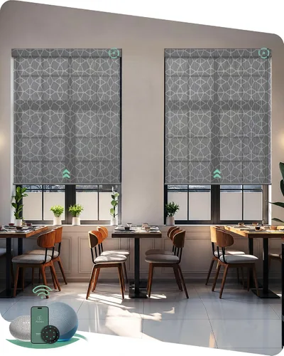 Miniatura 24 de Yoolax Persianas solares motorizadas que filtran la luz, persianas inteligentes con control remoto, funcionan con Alexa, persianas enrollables
