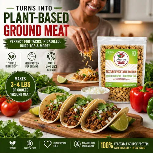 Miniatura 3 de Proteína Vegetal Texturizada (TVP), Sin Sabor, Bolsa de 1 lb, Trozos de Proteína Vegana Natural a Base de Plantas, Migas Sin OGM y Sin Gluten, Sin