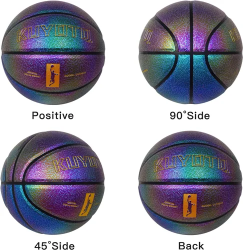 Miniatura 6 de KUYOTQ Kids Youth Women Basketball - Shiny Purple Leather Size 3/4/5/6 - 22/25.5/27.5/28.5" Dazzle Textured Basketball for Boys and Girls