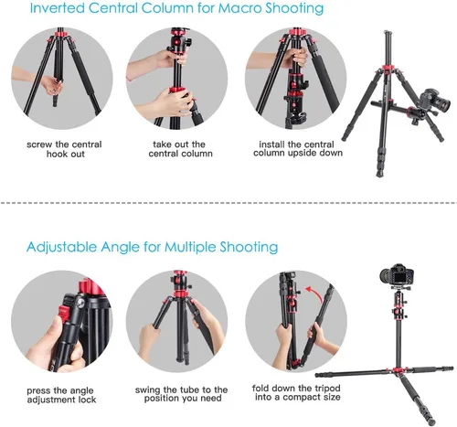 Miniatura 5 de Zomei Trípode de cámara portátil de magnesio monopod de aluminio de 4 secciones superior trípode profesional con cabezal de bola placa de liberación