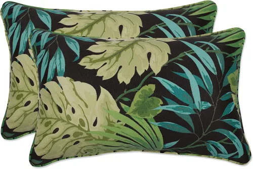 Pillow Perfect Almohadas lumbares Tropique de peridoto para exteriores/interiores, 11.5 x 18.5 pulgadas, verde, 2 unidades