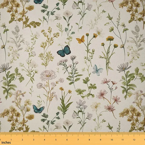Miniatura 27 de Feelyou Tela de Flores Groovy por Yarda 1 Yarda Niños Retro Floral Boho Tela de Tapicería para Sillas para Niños Niñas Adolescentes Años 70 Hippie