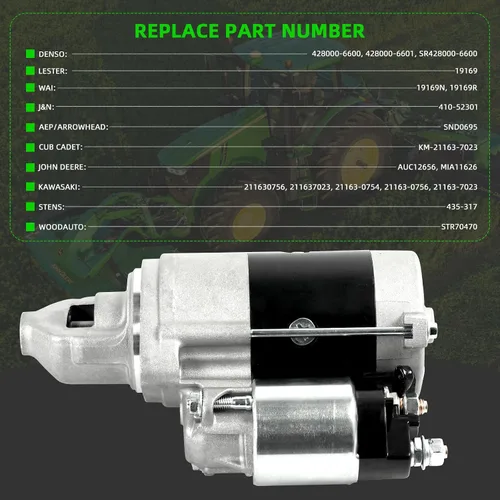 Miniatura 3 de LEAPTREND 19169N Nuevo arrancador apto para Kawasaki FX730V FX691V FX651V, John Deere 636M 648R 652R 661R Z445 Z465 Z645, reemplaza 428000-6600