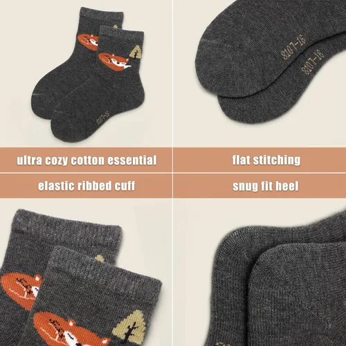 Miniatura 4 de Aisyee Calcetines de algodón para niños, calcetines sin costuras para niños, calcetines coloridos de cuarto de punto, paquete de 6