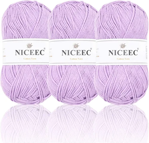 Miniatura 17 de NICEEC Hilo de algodón suave de 3 madejas, 5 capas, mezcla de algodón, suave y resistente, hilo para ganchillo y tejido, manualidades de bricolaje