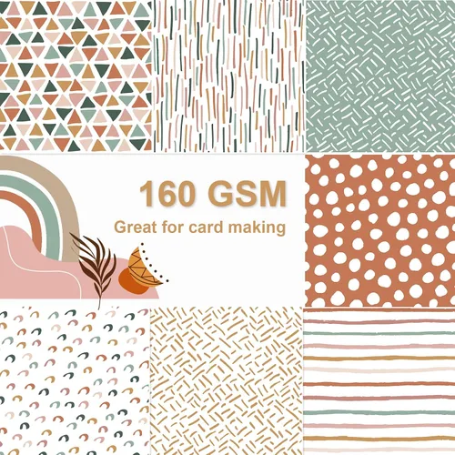 Miniatura 3 de 28 hojas de papel bohemio para álbum de recortes, papel de álbum de recortes de 12 x 12 pulgadas, papel de álbum de recortes de 90 lb/160 g/m²